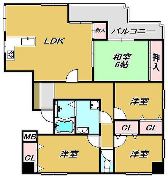 モントーレ桜坂(4LDK/2階)の間取り写真