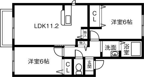 エトワールM(2LDK/2階)の間取り写真