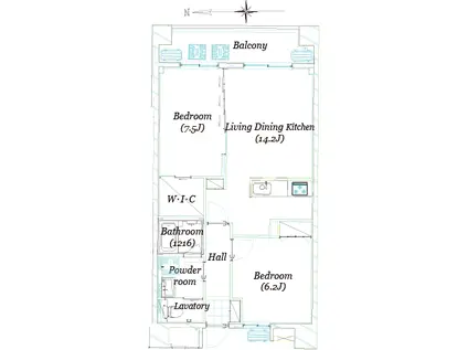 7 CARAT STATE(2LDK/1階)の間取り写真