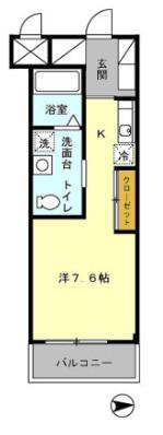 アークK(ワンルーム/2階)の間取り写真