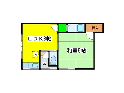 浅井マンションNO7(1LDK/2階)の間取り写真