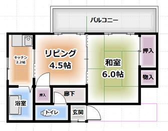 本牧町1丁目アパート(2K/2階)の間取り写真