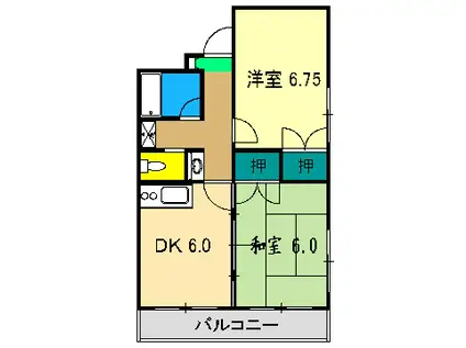 ルミネ中沢(2DK/2階)の間取り写真