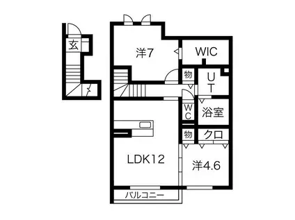 アンソレイエ ファミーユ A棟(2LDK/2階)の間取り写真