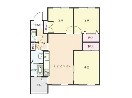 エムロード(2DK/3階)の間取り写真