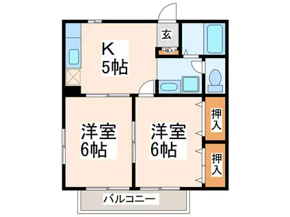 アクティブ(2DK/2階)の間取り写真