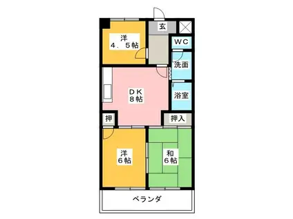 スカイハイツ瀬古(3DK/4階)の間取り写真