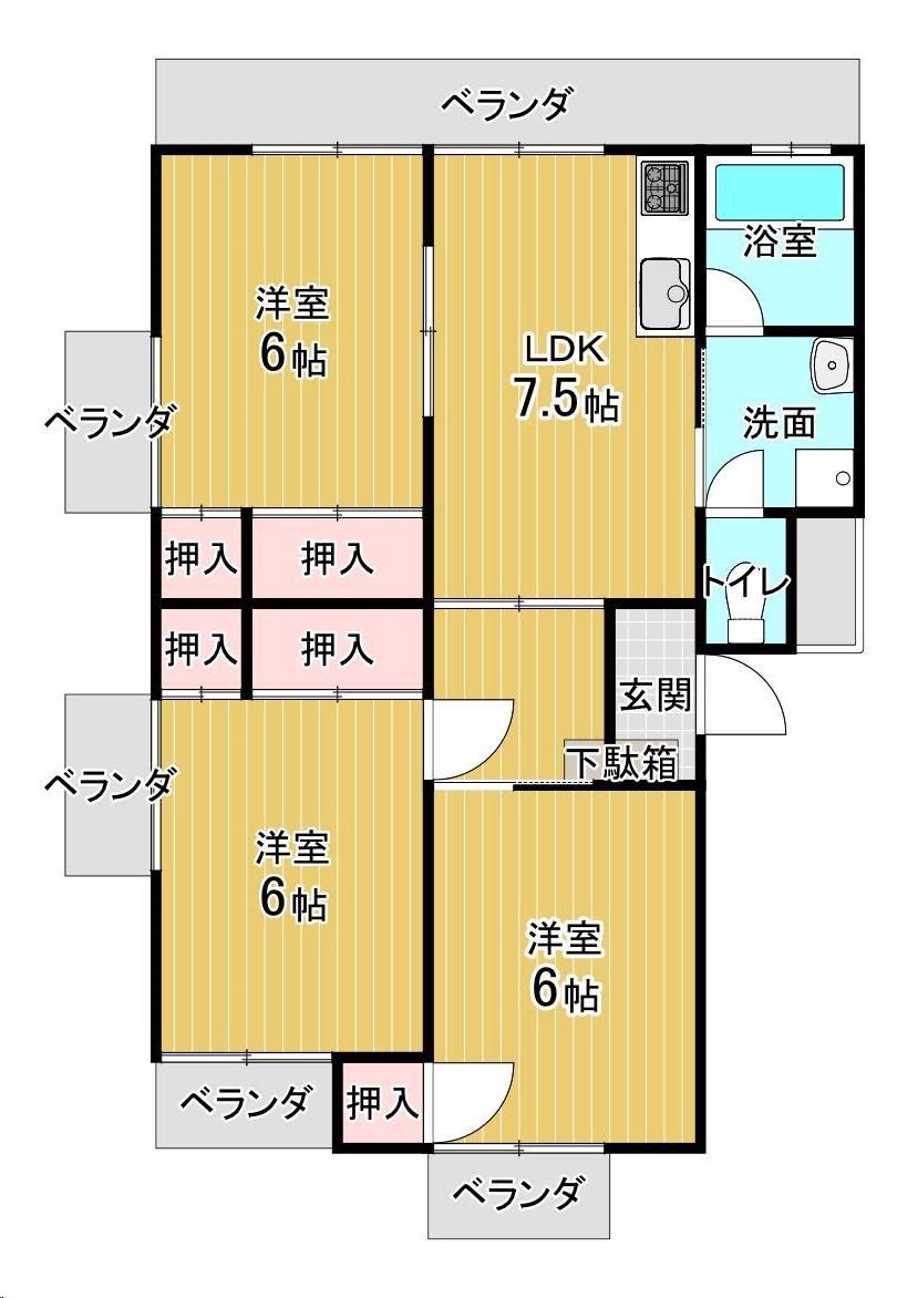 イースト-1(3LDK/1階)の間取り写真