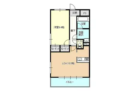 ウイング下小出(1LDK/6階)の間取り写真