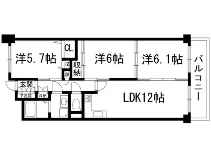 プレミールソシア(3LDK/4階)の間取り写真