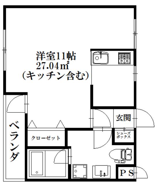 サンドール八番館(ワンルーム/2階)の間取り写真