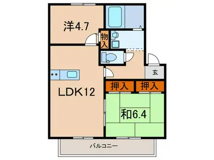 グランメールI(2LDK/2階)の間取り写真