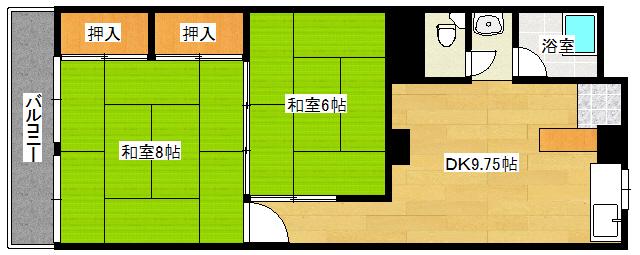 下脇ビル(2LDK/4階)の間取り写真