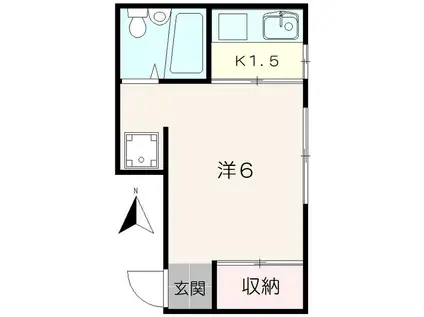 奥沢アパート(1K/2階)の間取り写真