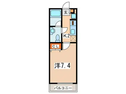 ティアラ荏田(1K/2階)の間取り写真