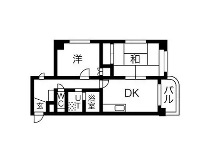 レインボー青柳(2DK/4階)の間取り写真