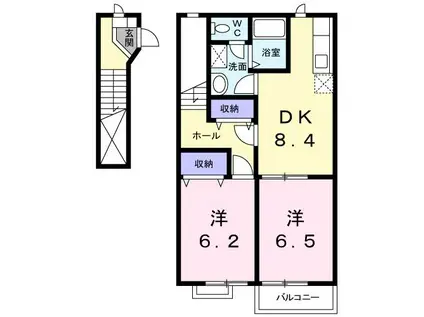 シェーネホフ(2DK/2階)の間取り写真