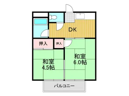 ハイツ高倉台(2DK/2階)の間取り写真