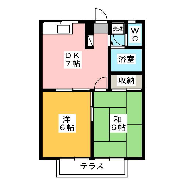 エステートピアグリーン西山A(2DK/1階)の間取り写真