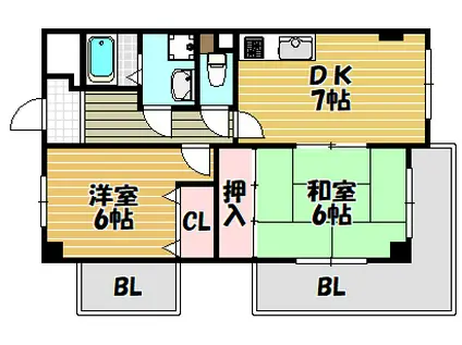 翔開マンションI(2DK/1階)の間取り写真