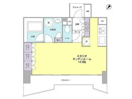 LASANTE五反田(ワンルーム/13階)の間取り写真