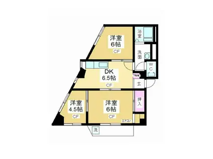 田町第一マンション(3DK/1階)の間取り写真