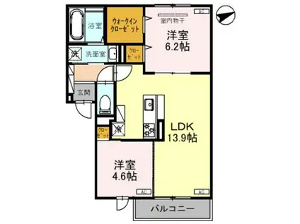 D-ROOM CHIYO(2LDK/2階)の間取り写真