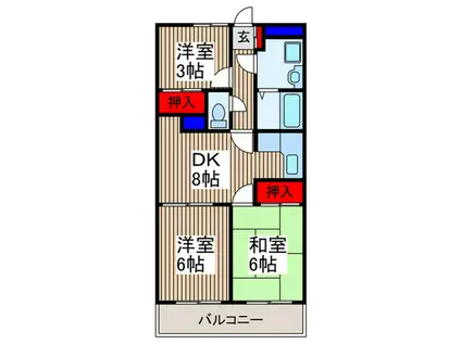 メイゾン小手指弐番館(3DK/5階)の間取り写真