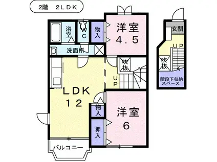 COURT TAKAMINE(2LDK/2階)の間取り写真