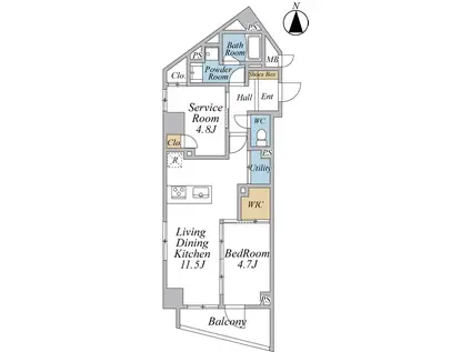 エクセルシオール横浜中山(1SLDK/5階)の間取り写真