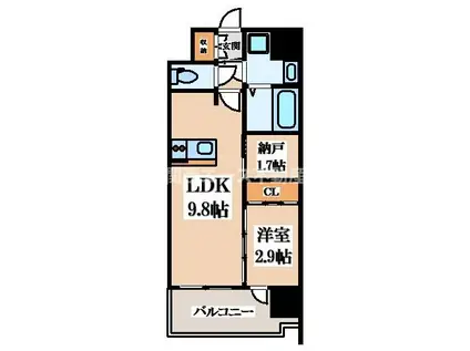 EST ONE HIGASHIOSAKAII(1SLDK/6階)の間取り写真