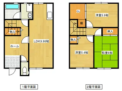 フジパレスB棟(3LDK/1階)の間取り写真