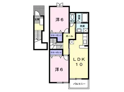 フィオレンテI(2LDK/2階)の間取り写真