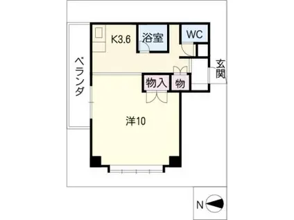 レジデンス川名山(1K/2階)の間取り写真