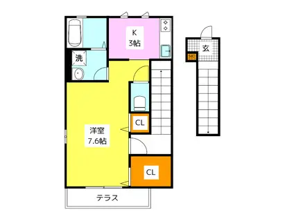 モンレーヴ都府楼南(1K/1階)の間取り写真
