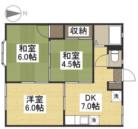 パレスナカシマ木之庄(3DK/1階)の間取り写真