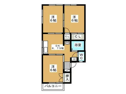 パークシティー高山(3DK/1階)の間取り写真