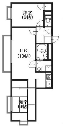 スクエアメゾン姫路城前(2LDK/1階)の間取り写真