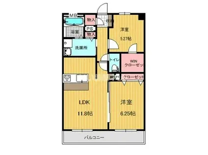 サンパーシモン(2LDK/3階)の間取り写真