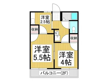 宮原ハイツ(2K/2階)の間取り写真