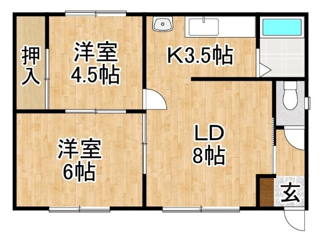 コーポ山口(2LDK/2階)の間取り写真