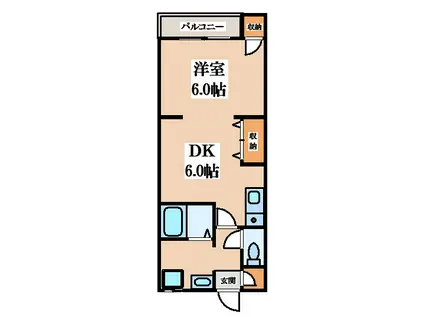 第2中田マンション(1DK/2階)の間取り写真