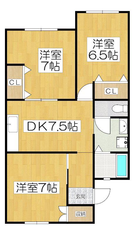 パルアベニュー醍醐(3DK/1階)の間取り写真