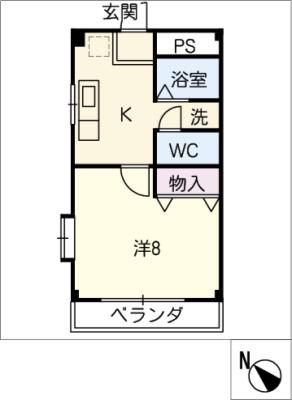 エクセル二村台(1K/1階)の間取り写真