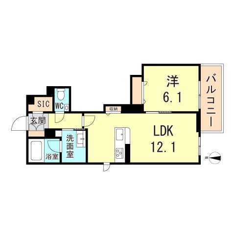 シャーメゾンガーデンズ夙川松園町(1LDK/3階)の間取り写真