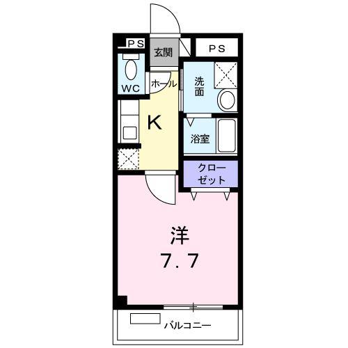 エスポワール宮本(1K/1階)の間取り写真