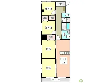 バロンズコート(4LDK/1階)の間取り写真