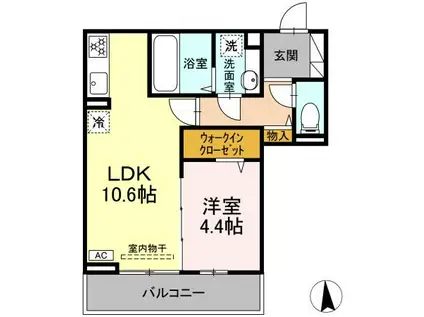 COUR18高宮E(1LDK/2階)の間取り写真