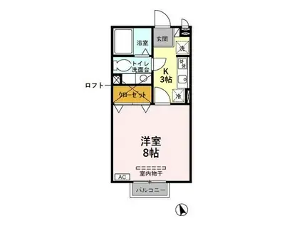 ナカイパレスA(1K/2階)の間取り写真