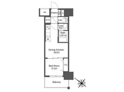 ディームス塚本(1DK/8階)の間取り写真